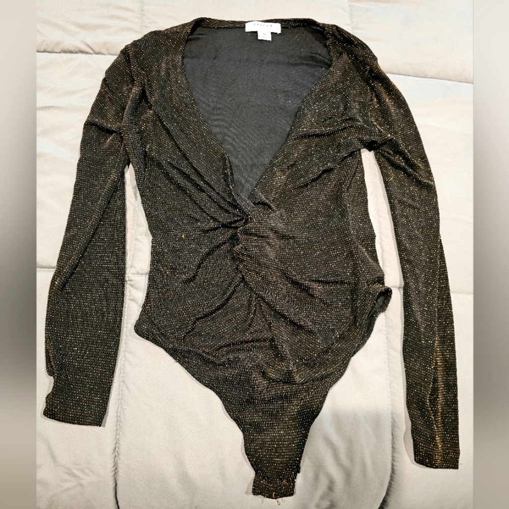 Medium black with gold glitter specs bodysuit